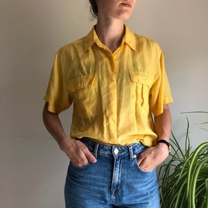 100% Silk Yellow Vintage Blouse